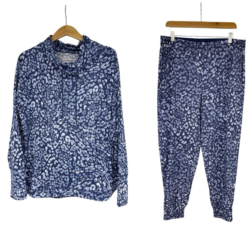 Tommy Bahama Island zone Blue Printed Pullover Jogger Set UPF 30 Active Golf M